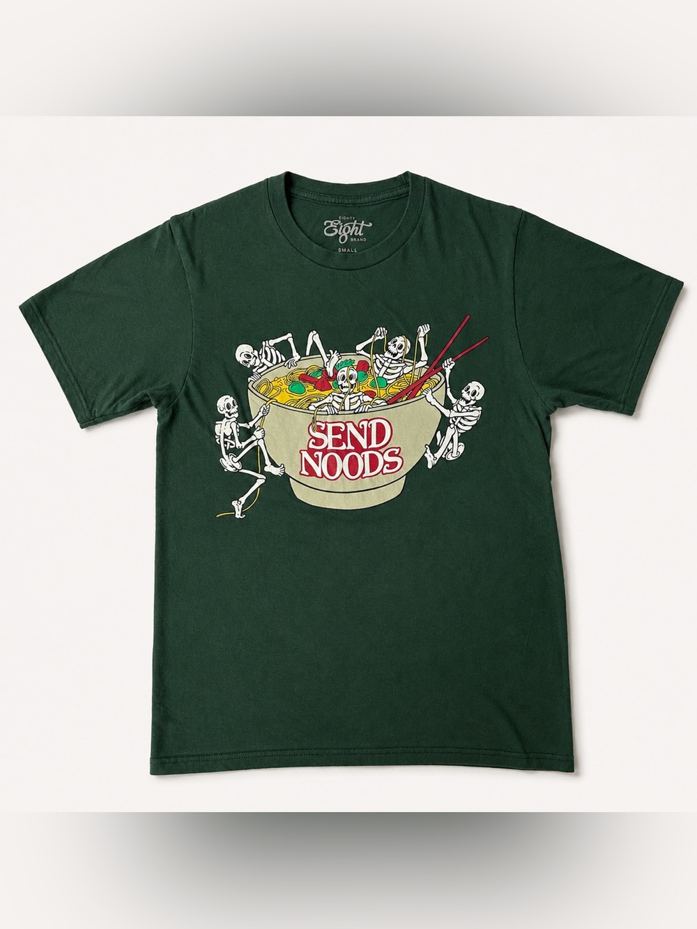 Green skeleton ramen tee in a size S